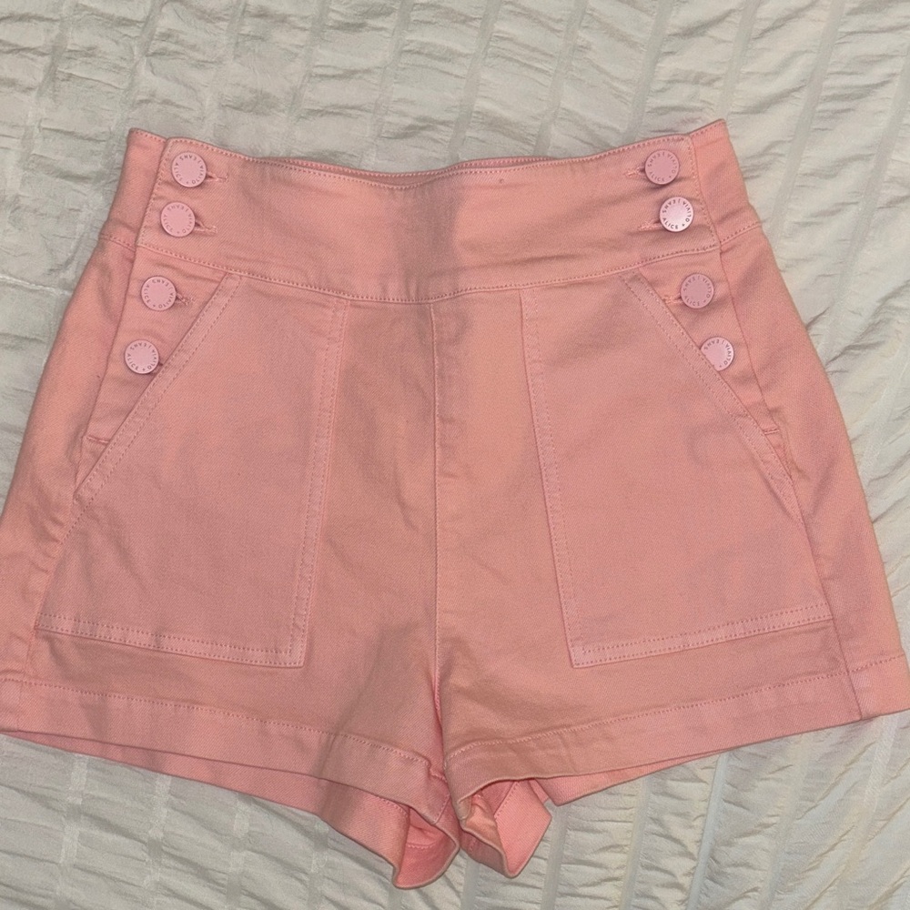 Alice + Olivia Light Pink High-Waisted Shorts